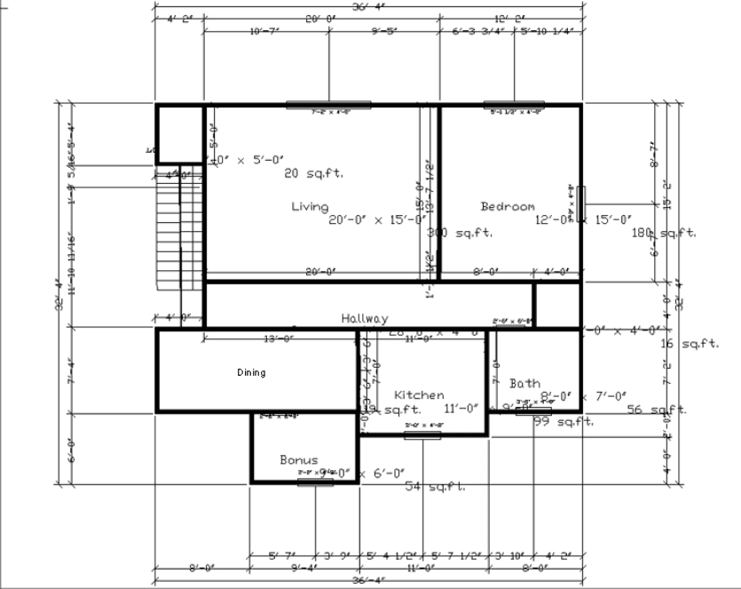 1 bedroom, 2 bathroom floor plan