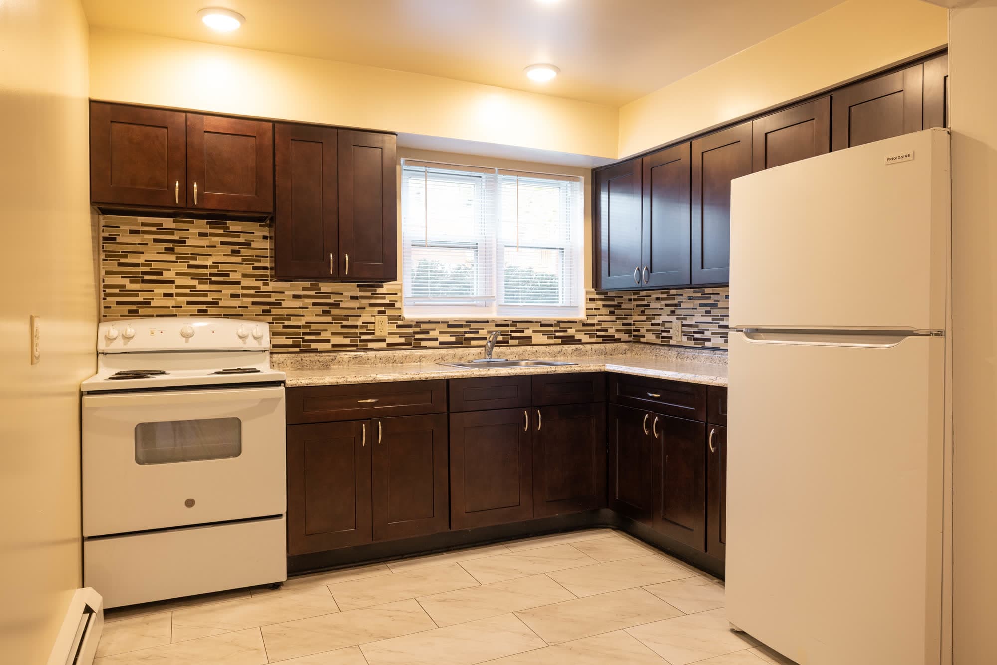Updated kitchen with oak cabinets